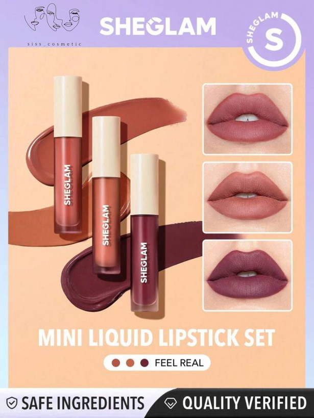 پک 3 عددی رژلب مات مایع شیگلم مدل Matte Allure رنگ Feel Realحجم ٢/٣میل