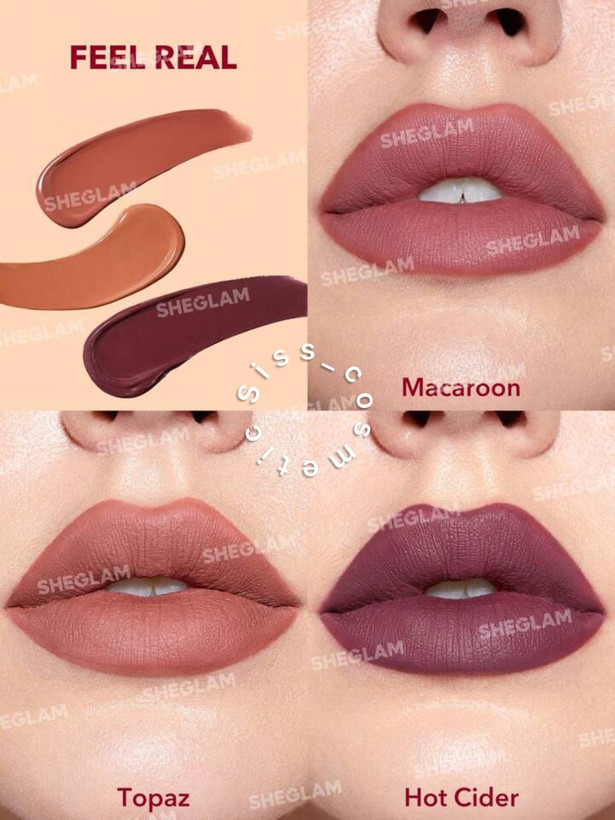 پک 3 عددی رژلب مات مایع شیگلم مدل Matte Allure رنگ Feel Realحجم ٢/٣میل