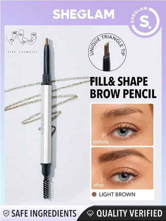 مداد ابرو دو طرفه و پیچی مدل فدری آنجلد شیگلم رنگ LIGHT BROWN حجم 0.2 گرم