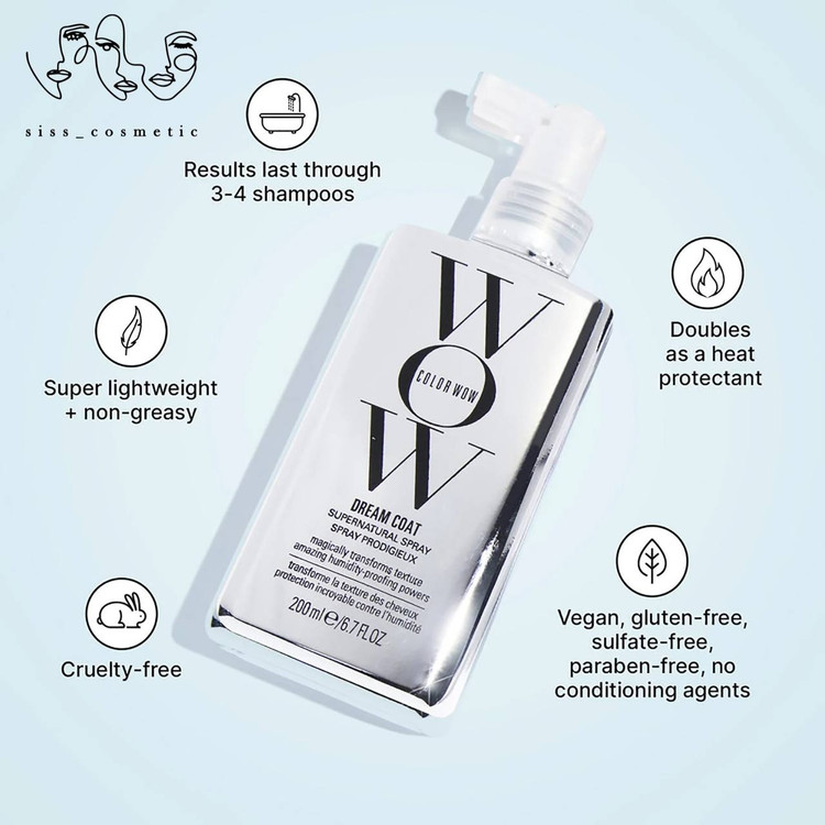 اسپری مو ضد وز و رطوبت و محافظ حرارت کالر واو مدل دریم کت سوپرنچرال حجم٢٠٠میل