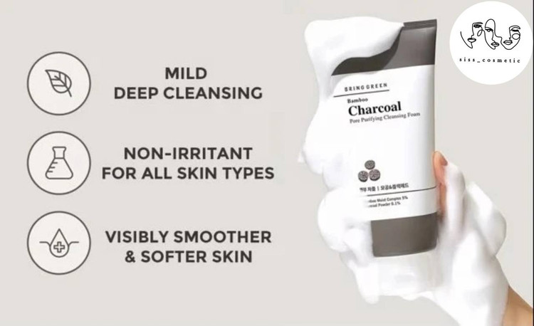فوم شستشوی صورت پاک کننده منافذ حاوی زغال بامبو برینگ گرین حجم 200 میل