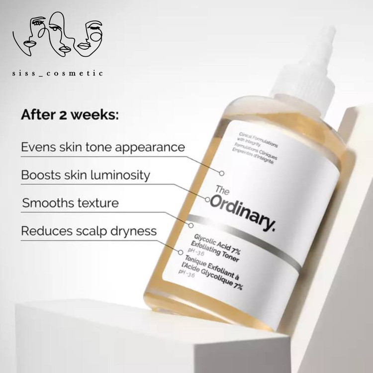 تونر گلایکولیک اسید 7% اوردینری اکسفولیتینگ لایه بردار و روشن کننده پوست حجم100 میل
