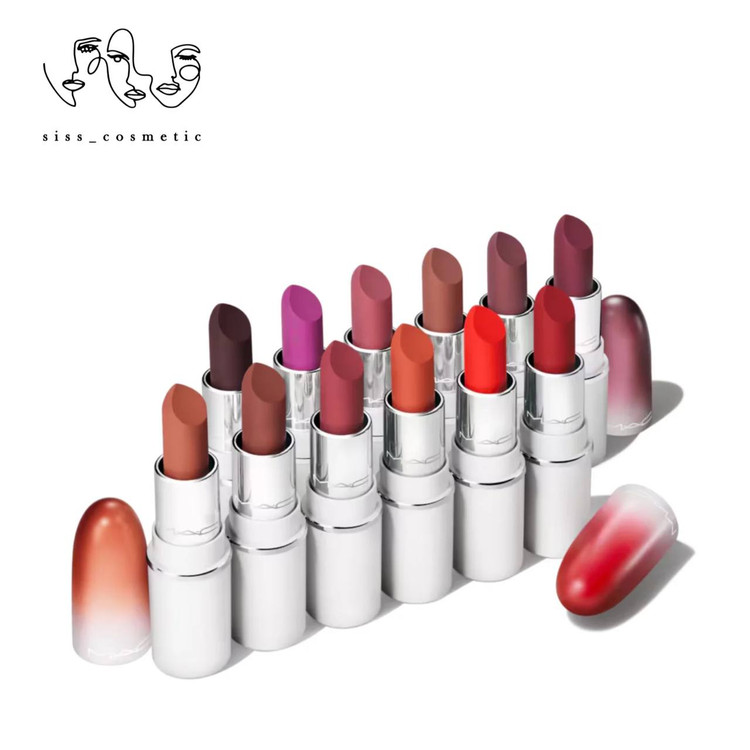 رژلب لب جامد مک مدل powder kiss رنگmiraculous وflurry fleur حجم مینی