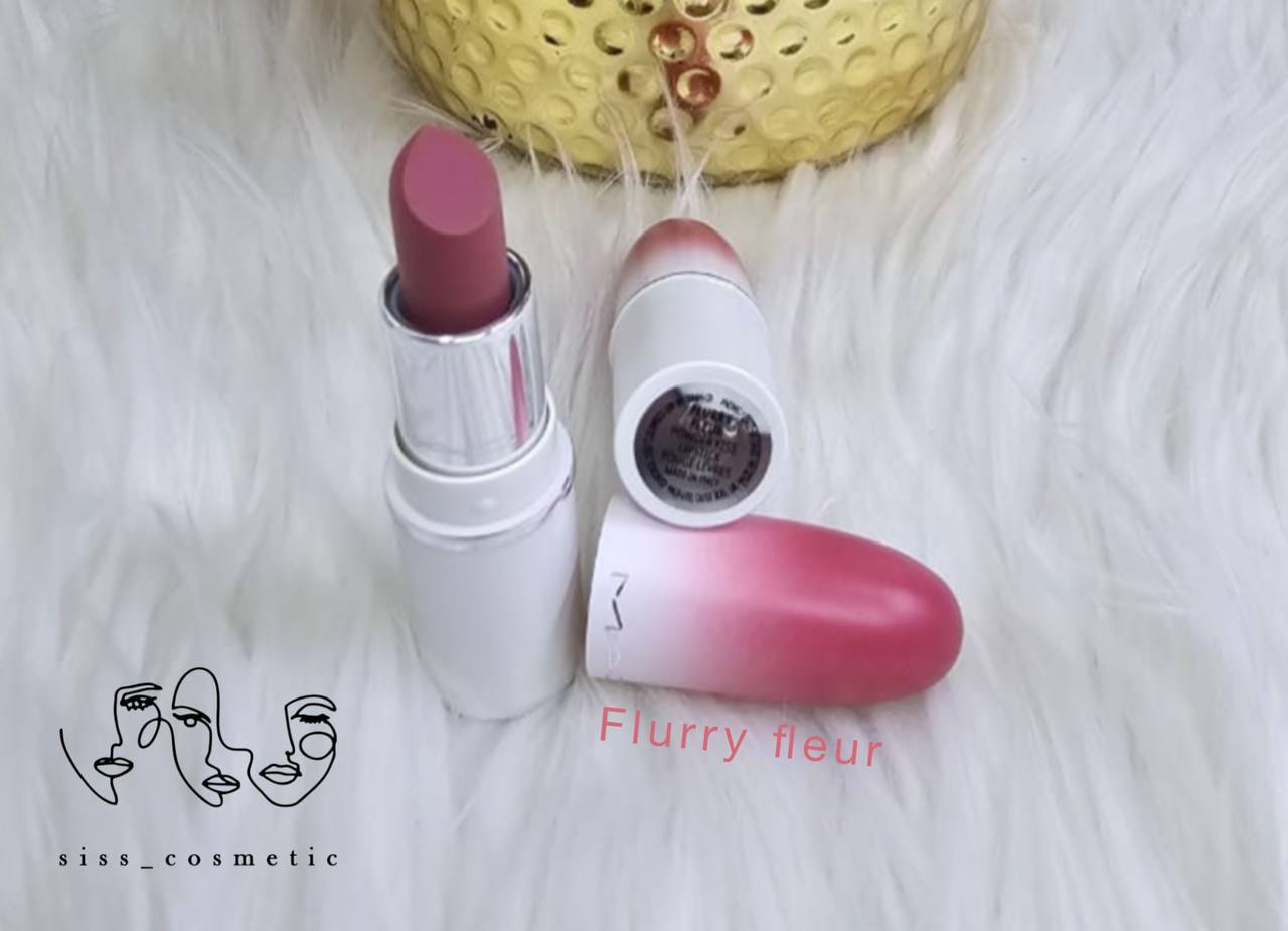 رژلب لب جامد مک مدل powder kiss رنگmiraculous وflurry fleur حجم مینی