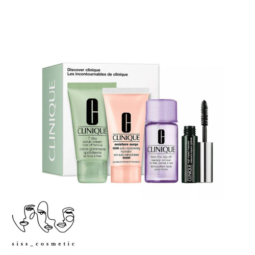 پک 4 تایی اورجینال کلینیک CLINIQUE مدل Clinique Discover (پاک کننده، آبرسان، اسکراب و ریمل )