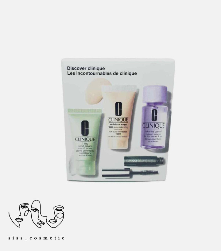 پک 4 تایی اورجینال کلینیک CLINIQUE مدل Clinique Discover (پاک کننده، آبرسان، اسکراب و ریمل )