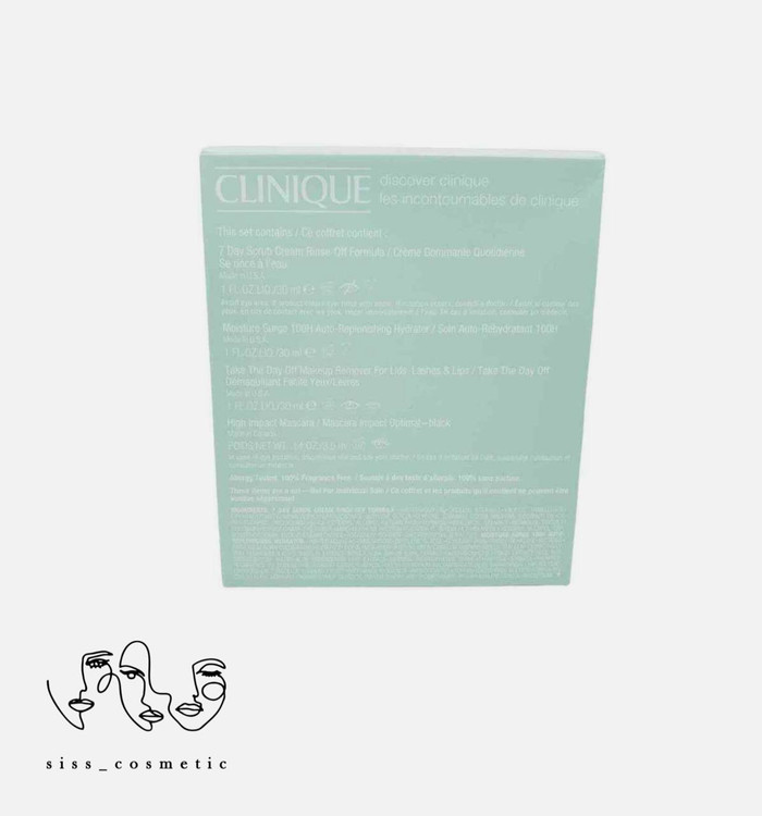 پک 4 تایی اورجینال کلینیک CLINIQUE مدل Clinique Discover (پاک کننده، آبرسان، اسکراب و ریمل )
