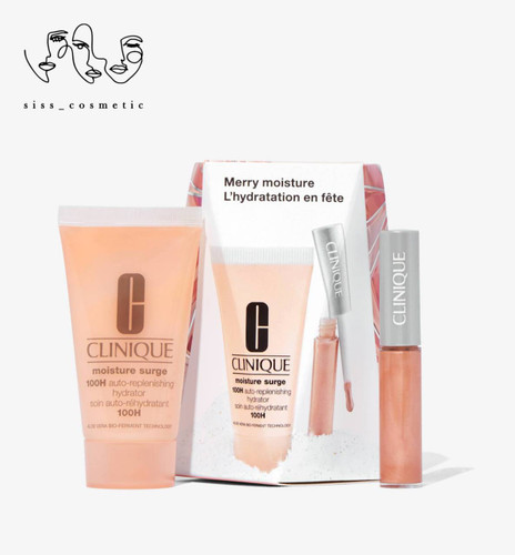 پک اورجینال کلینیک Clinique مدل merry moisture Lhydratation (آبرسان ١٠٠ساعتە،لیپ گلاس)