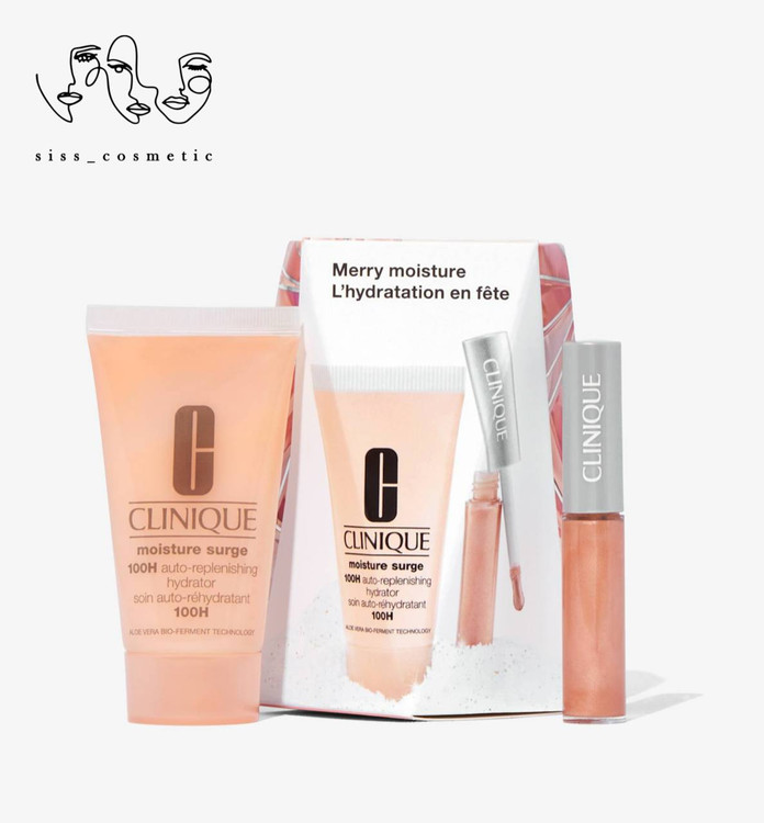 پک اورجینال کلینیک Clinique مدل merry moisture Lhydratation (آبرسان ١٠٠ساعتە،لیپ گلاس)