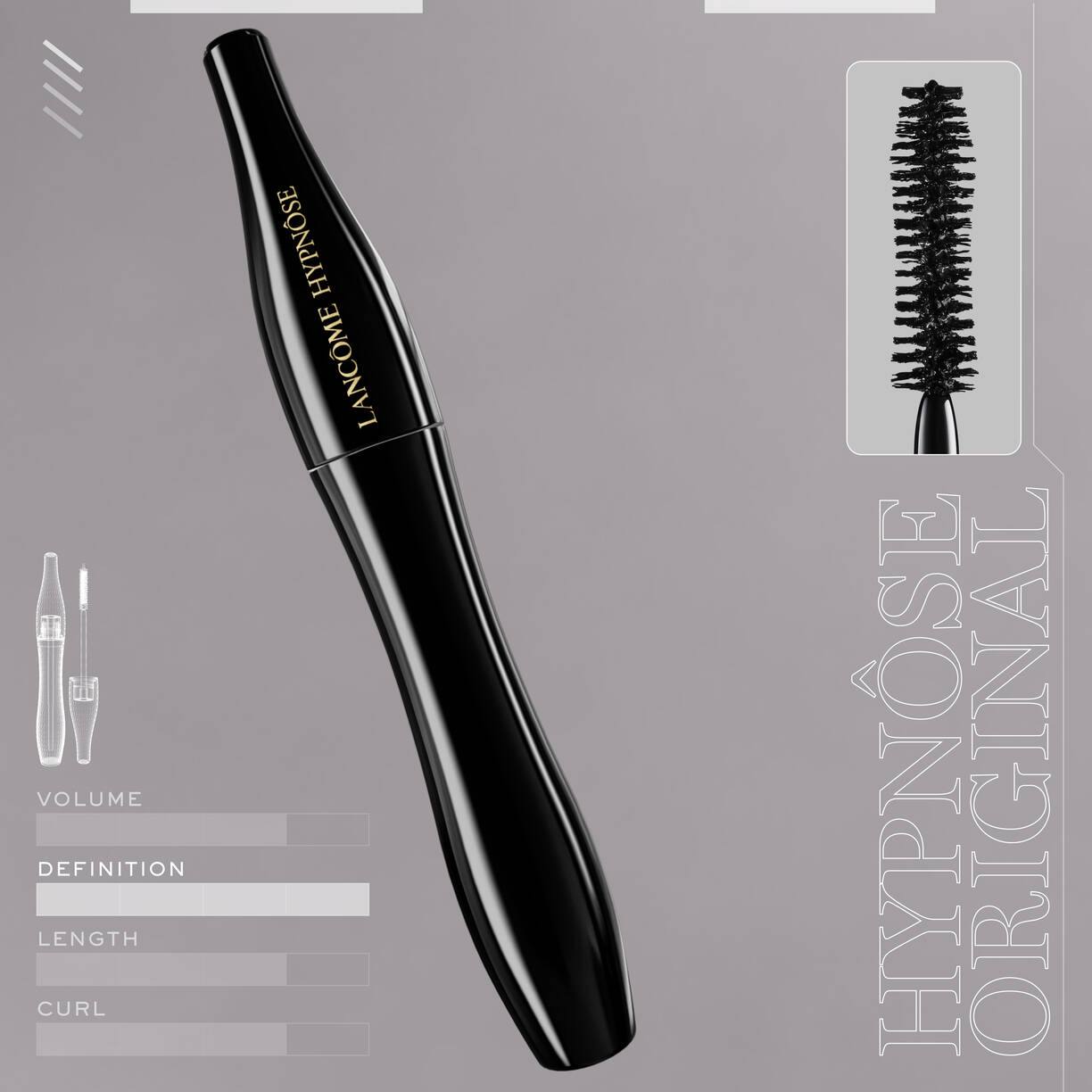 ریمل حجم دهندە و بلند کنندە لانکوم هیپونز رنگ01 Noir Hypnotic حجم 6.2 گرم