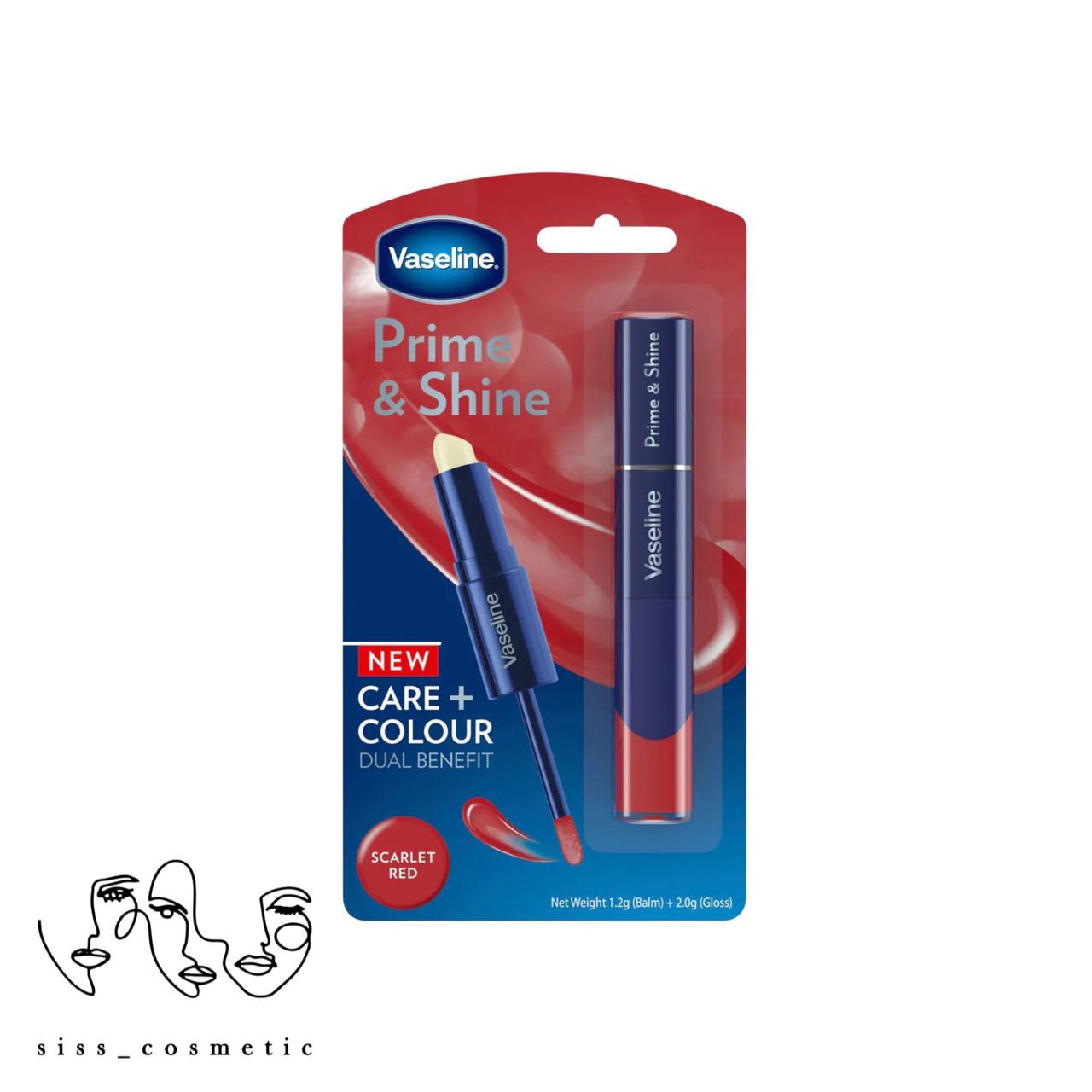 Vaseline prime & Shine PLUM RED _WARM NUDE _ SCARLET RED