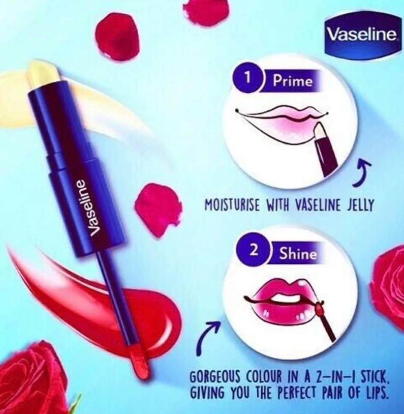 Vaseline prime & Shine PLUM RED _WARM NUDE _ SCARLET RED