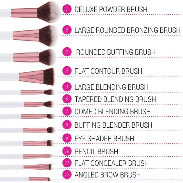 ست براش 12عددی بی اچ کازمتیک BH Cosmetics مدل کریستال کوارتز Crystal Quartz